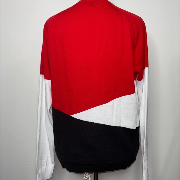 Worth New York Women's Sweater Black White Red Color Block Crewneck Size L 57% C - Picture 2 of 8